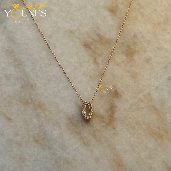 گردنبند طلا بیضی نگینی